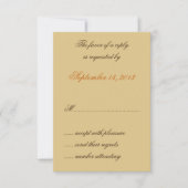 William Morris Brown葉ウェディングRSVPカード 出欠カード (正面)