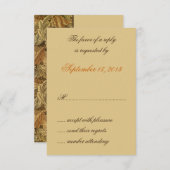 William Morris Brown葉ウェディングRSVPカード 出欠カード (正面/裏面)