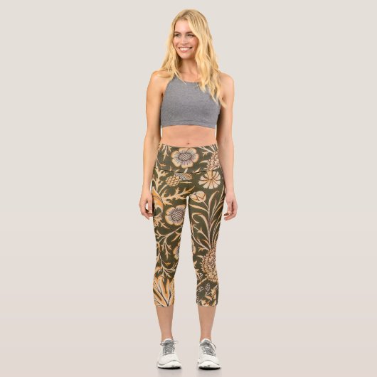 William Morris Cherwell壁紙パターン カプリレギンス (正面)