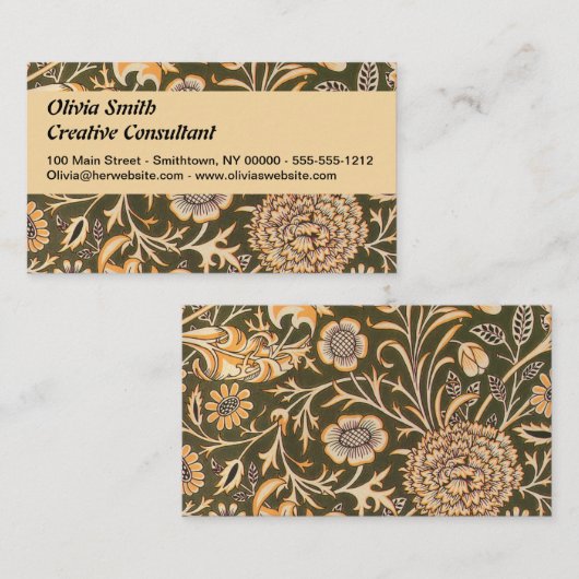 William Morris Cherwell壁紙パターン 名刺 (正面/裏面)