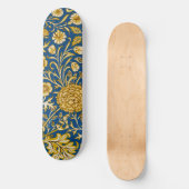 William Morris Cherwell Floral Pattern Blue スケートボード (正面)
