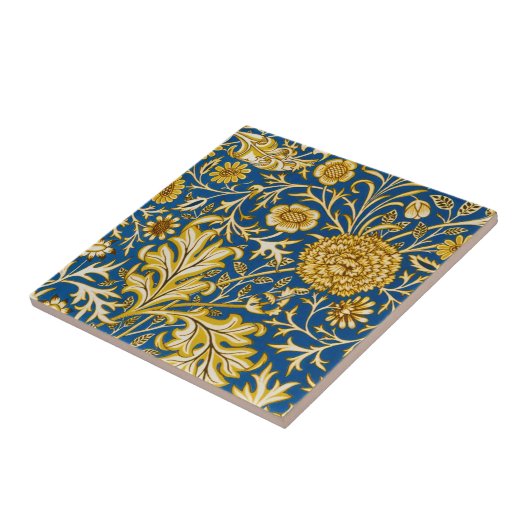 William Morris Cherwell Floral Pattern Blue タイル (側面)