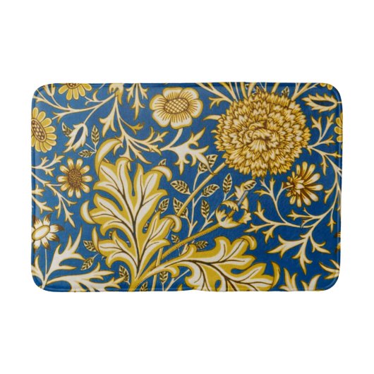 William Morris Cherwell Floral Pattern Blue バスマット (正面)