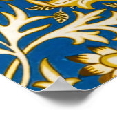 William Morris Cherwell Floral Pattern Blue ポスター (角)