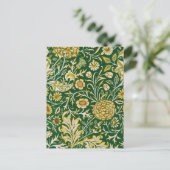 William Morris Cherwell Floral Pattern Green ポストカード (スタンド正面)