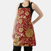 William Morris Cherwell Floral Pattern Red エプロン (インサイチュ)