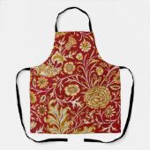 William Morris Cherwell Floral Pattern Red エプロン (正面)