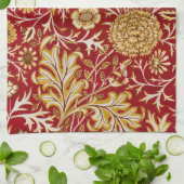 William Morris Cherwell Floral Pattern Red キッチンタオル (折り畳み)