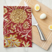 William Morris Cherwell Floral Pattern Red キッチンタオル (四つ折り)