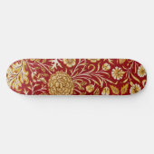 William Morris Cherwell Floral Pattern Red スケートボード (横)