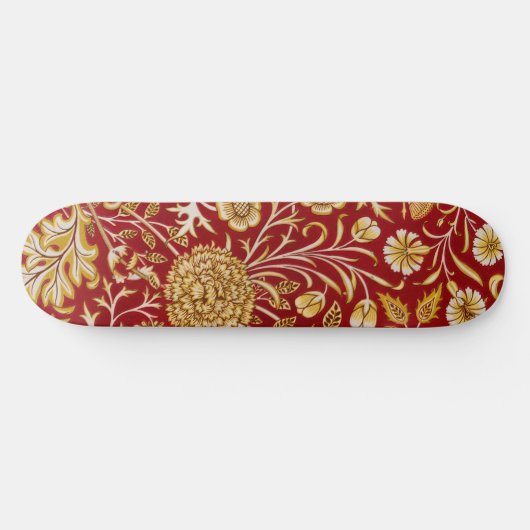 William Morris Cherwell Floral Pattern Red スケートボード (横)