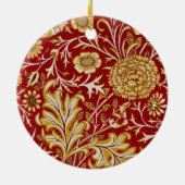 William Morris Cherwell Floral Pattern Red セラミックオーナメント (裏面)