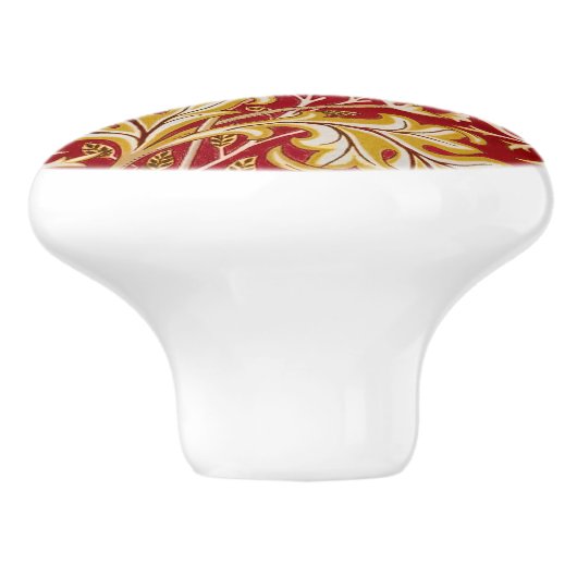 William Morris Cherwell Floral Pattern Red セラミックノブ (側面)
