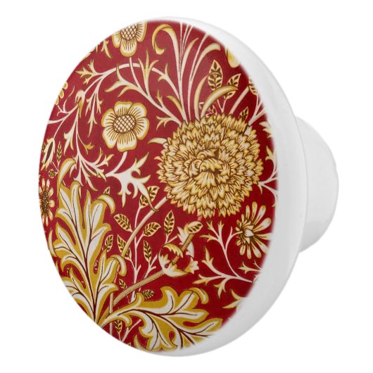 William Morris Cherwell Floral Pattern Red セラミックノブ (右)