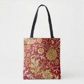 William Morris Cherwell Floral Pattern Red トートバッグ (正面)