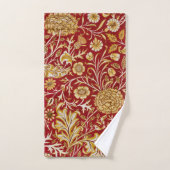 William Morris Cherwell Floral Pattern Red バスタオルセット (ハンドタオル)