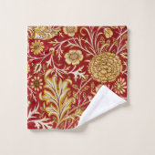 William Morris Cherwell Floral Pattern Red バスタオルセット (ウォッシュタオル)