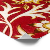 William Morris Cherwell Floral Pattern Red ポスター (角)