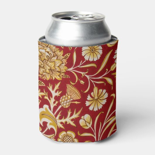 William Morris Cherwell Floral Pattern Red 缶クーラー (缶正面)