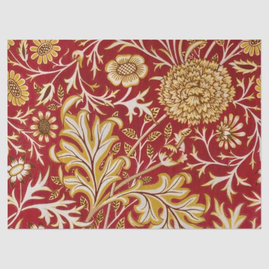 William Morris Cherwell Floral Pattern Red 薄葉紙 (正面)