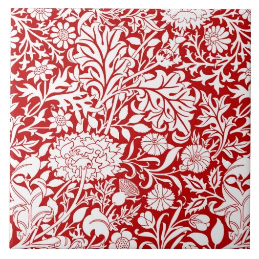 William Morris 'Cherwell' in Red & White タイル (正面)