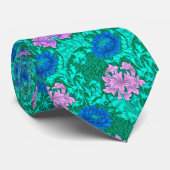 William Morris Chrysanthemums, Aqua and Violet ネクタイ (ロール)