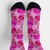 William Morris Chrysanthemums, Burgundy and Pink ソックス (上部)