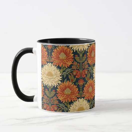  William Morris Chrysanthemums Floral Art Nouveau  マグカップ (左)