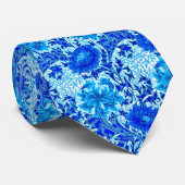 William Morris Chrysanthemums Shades of Denim Blue ネクタイ (ロール)