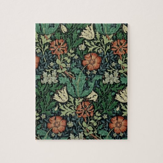 William Morris Compton Floral Art Nouveau Pattern ジグソーパズル (縦)