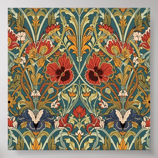 William Morris Compton Floral Art Nouveau Pattern ポスター (正面)
