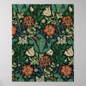 William Morris Compton Floral Art Nouveau Pattern ポスター (正面)