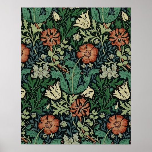 William Morris Compton Floral Art Nouveau Pattern ポスター (正面)