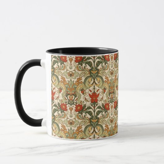 William Morris Compton Floral Art Nouveau Pattern マグカップ (左)