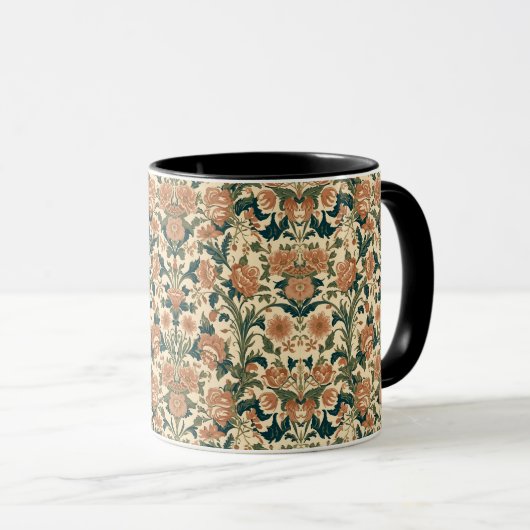 William Morris Compton Floral Art Nouveau Pattern マグカップ (正面右)