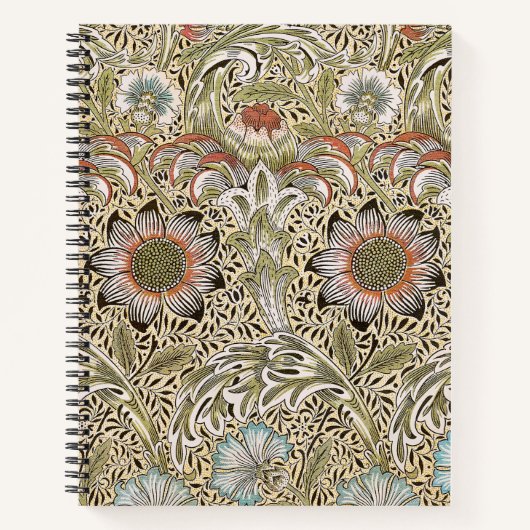 William Morris Corncockle Botanical Vine Floral ノートブック (正面)