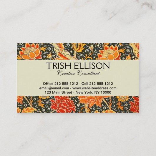 William Morris Cray壁紙パターン 名刺 (裏面)