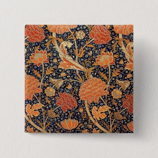 William Morris Cray壁紙パターン 缶バッジ (正面)
