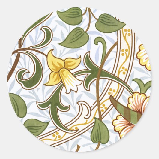 William Morris Daffodil Chintz Patternスタンプ ラウンドシール (正面)