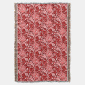 William Morris Damask、Dark Red & White スローブランケット (正面縦)
