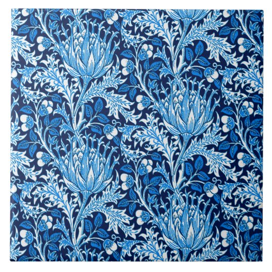 William Morris Damask、Navy & White タイル (正面)