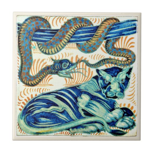 William * Morris De Morgan Snake Tiger | タイル (正面)