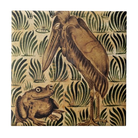 William * Morris De Morgan Stork Bird Frog | タイル (正面)
