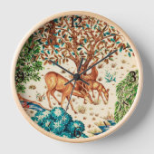 William Morris Deer by a Brook Beige Background 壁時計 (正面)