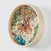 William Morris Deer by a Brook Beige Background 壁時計 (傾斜)