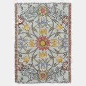 William Morris Floral Circle Flower Illustration スローブランケット (正面縦)