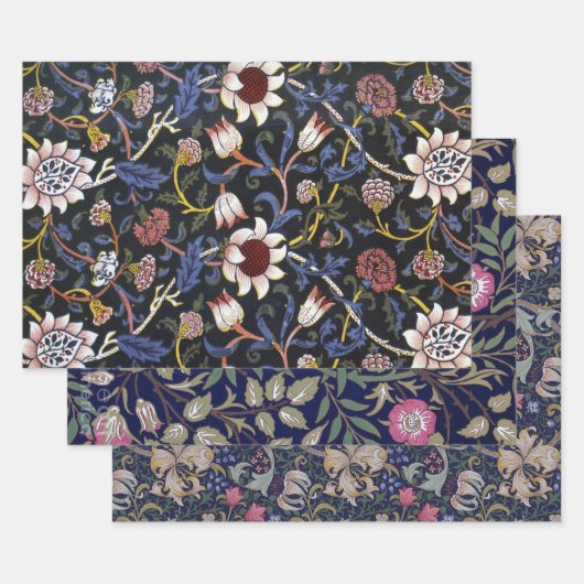 William Morris Floral Design ラッピングペーパーシート (セット)