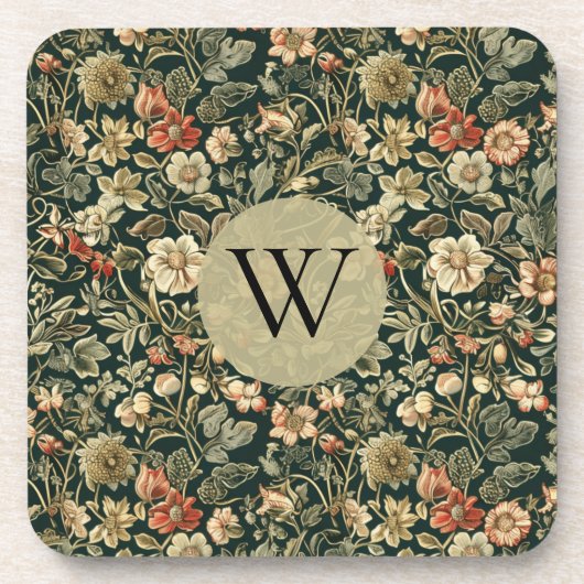 William Morris Floral Monogram コースター (正面)