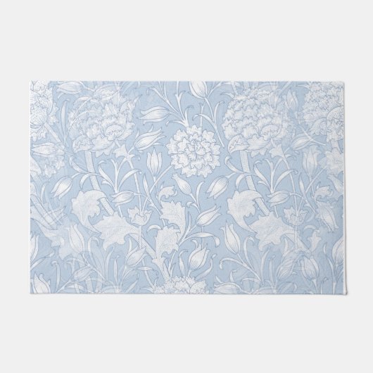 William Morris Floral Pattern in Blue Doormat ドアマット (正面)