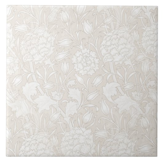 William Morris Floral Pattern in Sepia  タイル (正面)